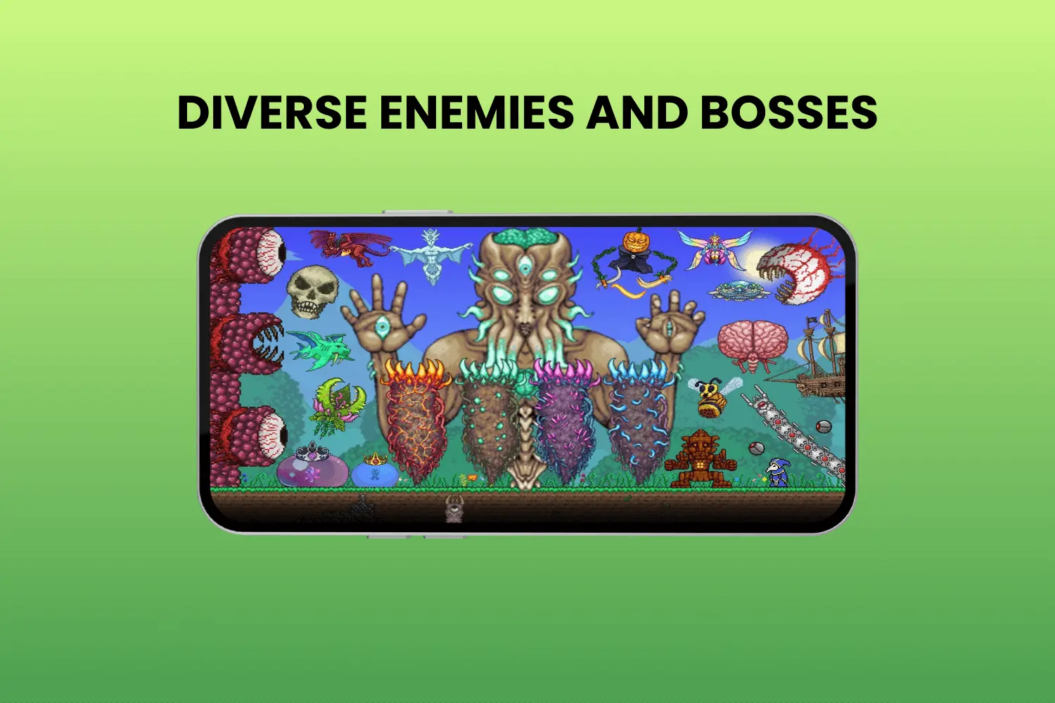 diverse enemies and bosses